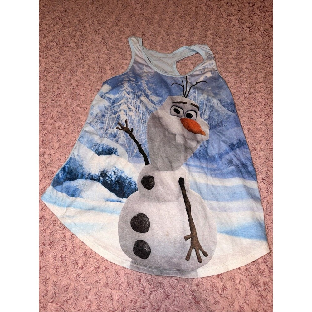 Disney Frozen Olaf Hot Topic Tank Top Shirt Sublimated Women Medium Blue